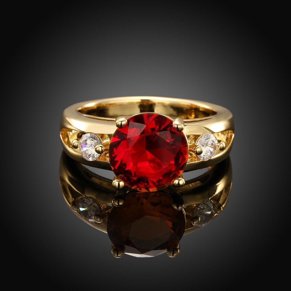 18K Gold Plated Renée Ruby Red Ring made with  Crystals