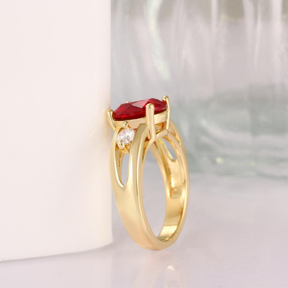 18K Gold Plated Renée Ruby Red Ring made with  Crystals