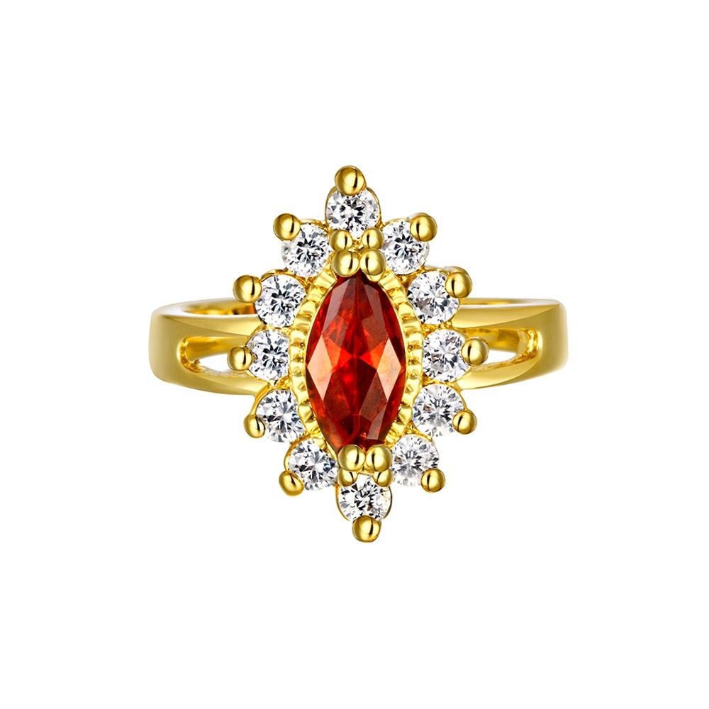 18K Gold Plated Arlette Red Cluster Starbust Ring made with  Crystals