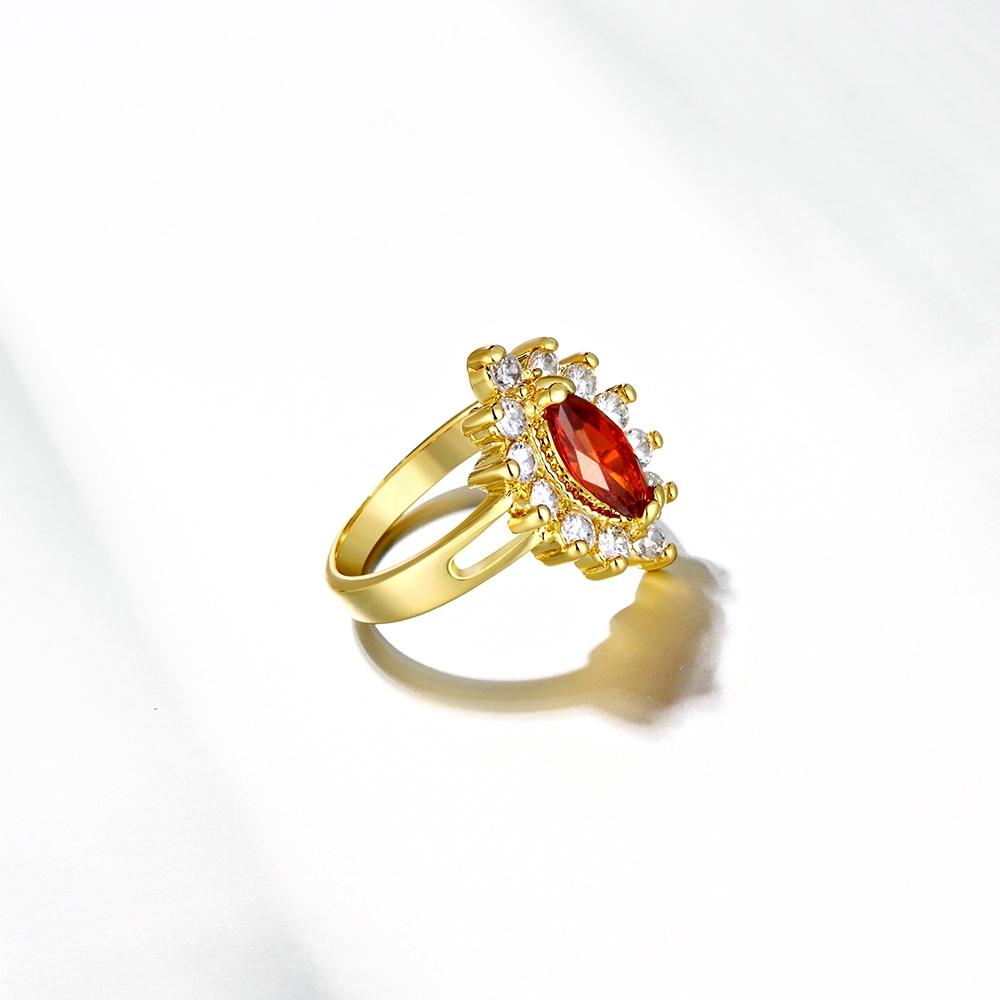 18K Gold Plated Arlette Red Cluster Starbust Ring made with  Crystals