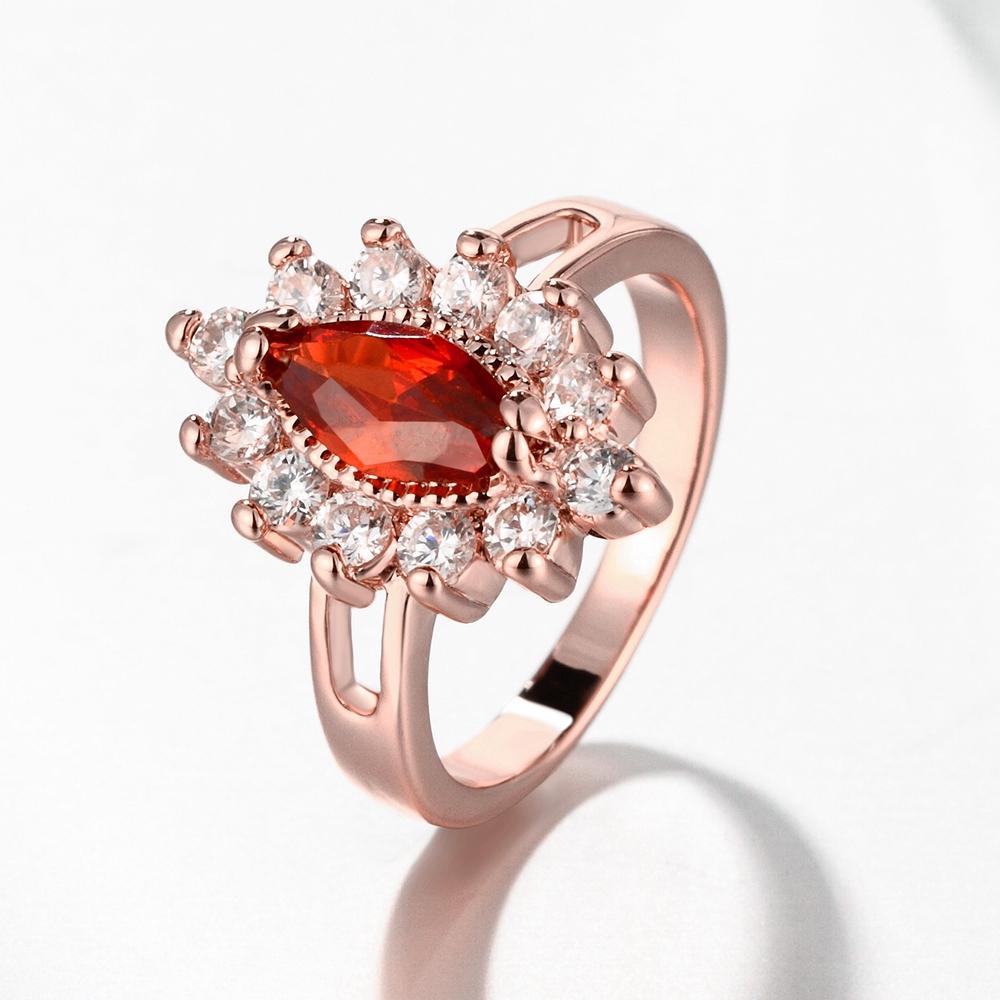 18K Rose Gold Plated Arlette Red Cluster Starbust Ring made with