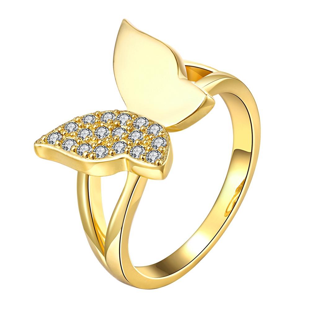 18K Gold Plated Half Pave Butterfly Ring made with  Crystals | Silver Milo