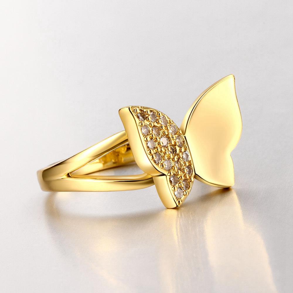 18K Gold Plated Half Pave Butterfly Ring made with  Crystals