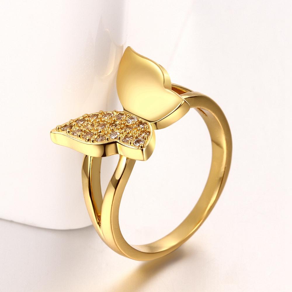 18K Gold Plated Half Pave Butterfly Ring made with  Crystals