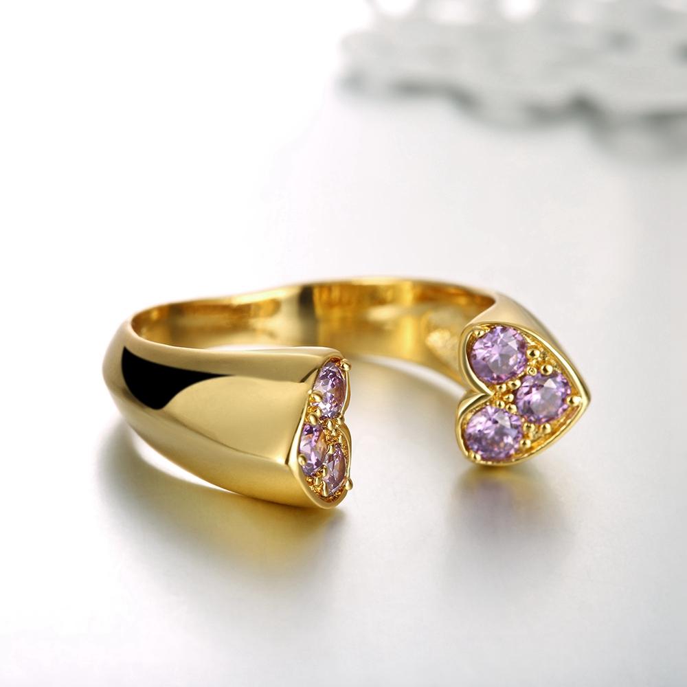 18K Gold Plated Pink Hearts Together Ring made with  Crystals