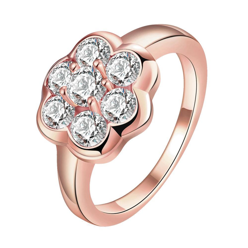 18K Rose Gold Plated Lynnette Pave Flower Ring made with  Crystals | Silver Milo