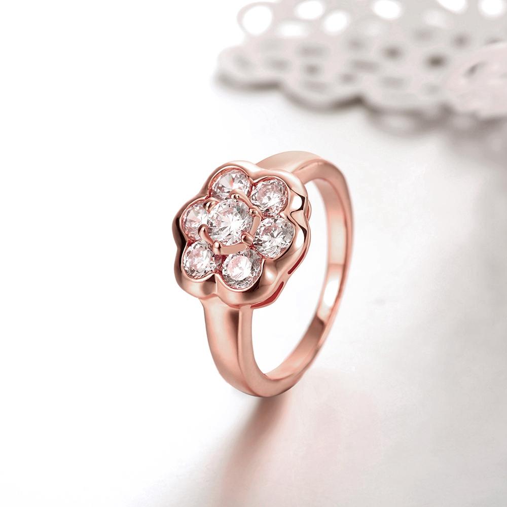 18K Rose Gold Plated Lynnette Pave Flower Ring made with  Crystals