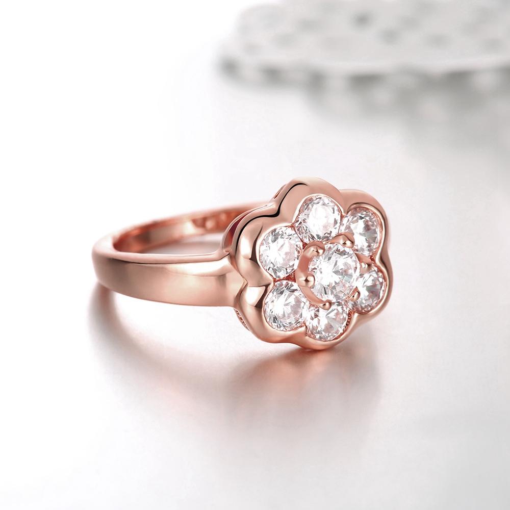 18K Rose Gold Plated Lynnette Pave Flower Ring made with  Crystals