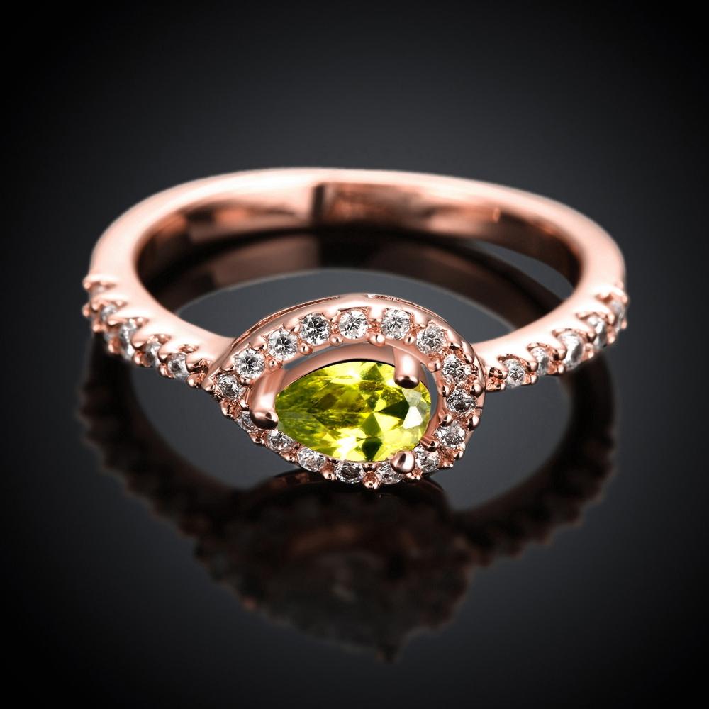 18K Rose Gold Plated Peridot Sylvie Ring made with  Crystals