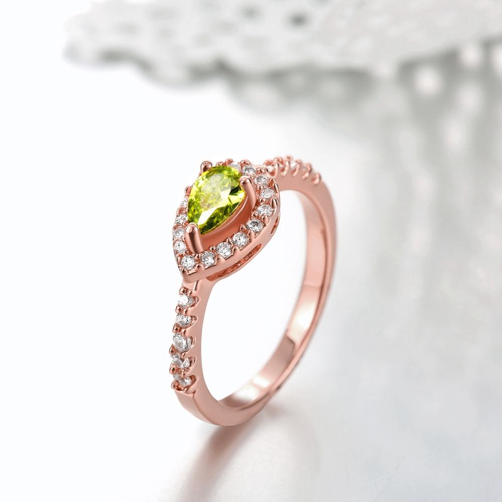 18K Rose Gold Plated Peridot Sylvie Ring made with  Crystals