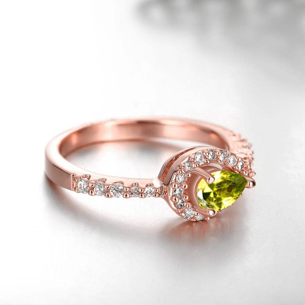 18K Rose Gold Plated Peridot Sylvie Ring made with  Crystals