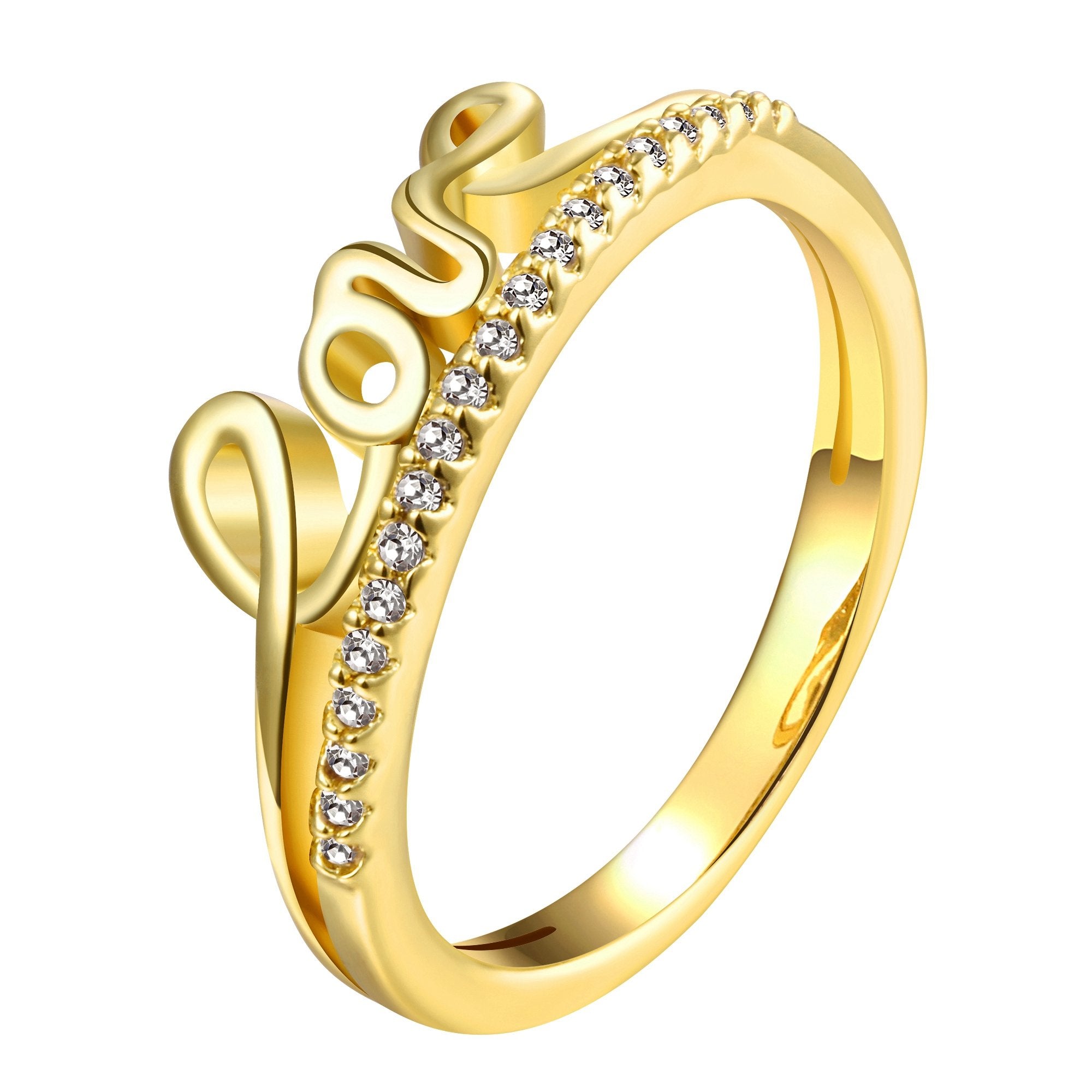 18K Gold Plated J'adore of Love Ring made with  Crystals | Silver Milo