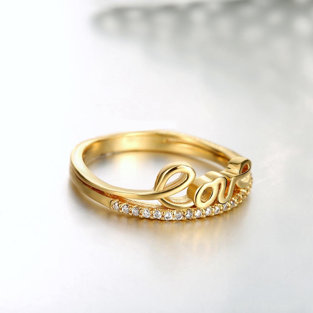 18K Gold Plated J'adore of Love Ring made with  Crystals