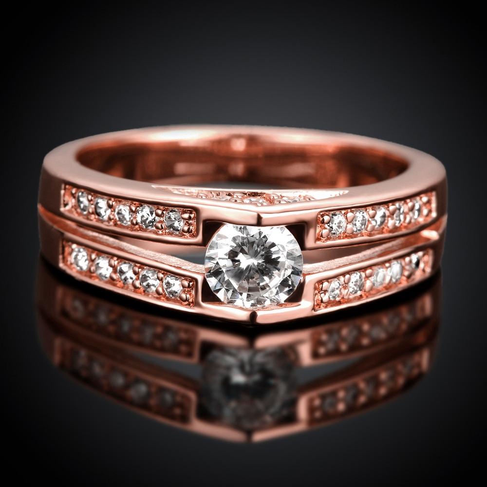 18K Rose Gold Plated Valerie Double Row Pave Ring made with  Crystals