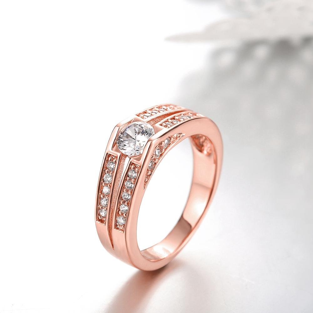 18K Rose Gold Plated Valerie Double Row Pave Ring made with  Crystals