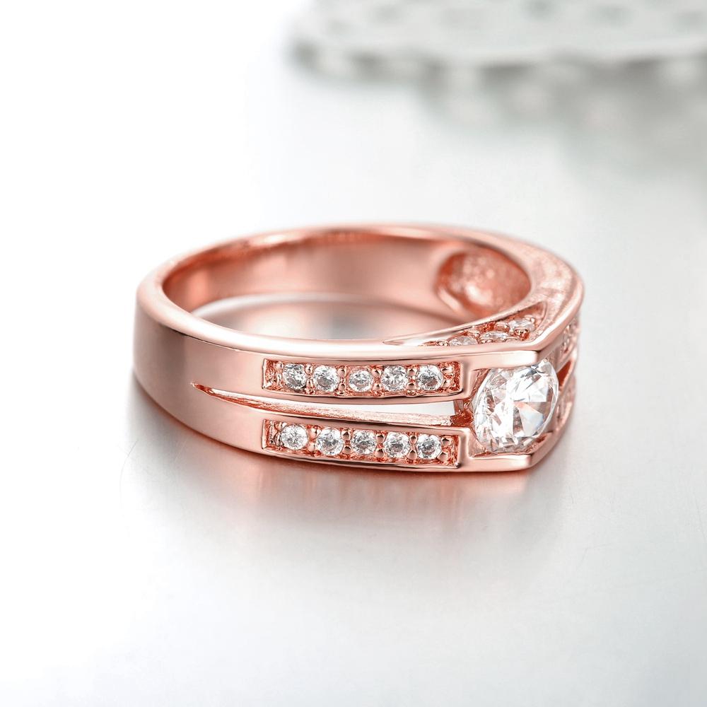 18K Rose Gold Plated Valerie Double Row Pave Ring made with  Crystals