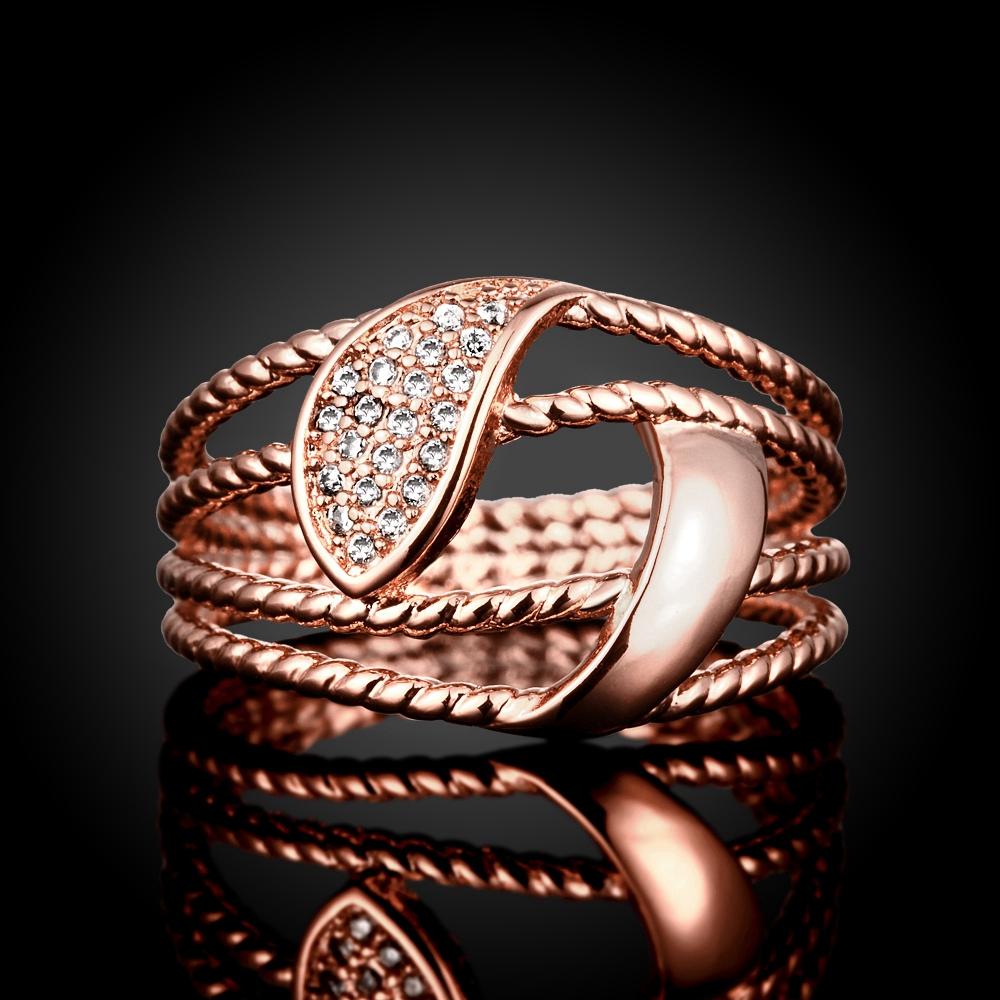 18K Rose Gold Plated Charlotte Pave Line Ring made with  Crystals