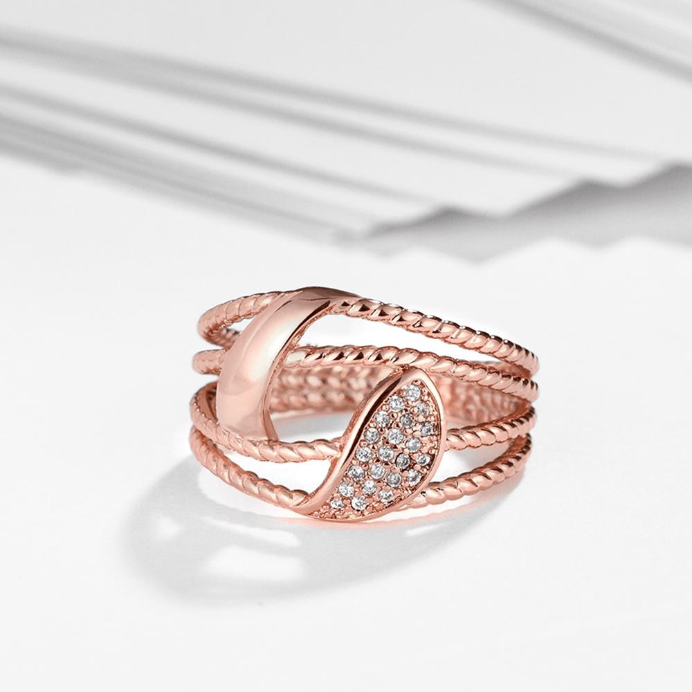 18K Rose Gold Plated Charlotte Pave Line Ring made with  Crystals