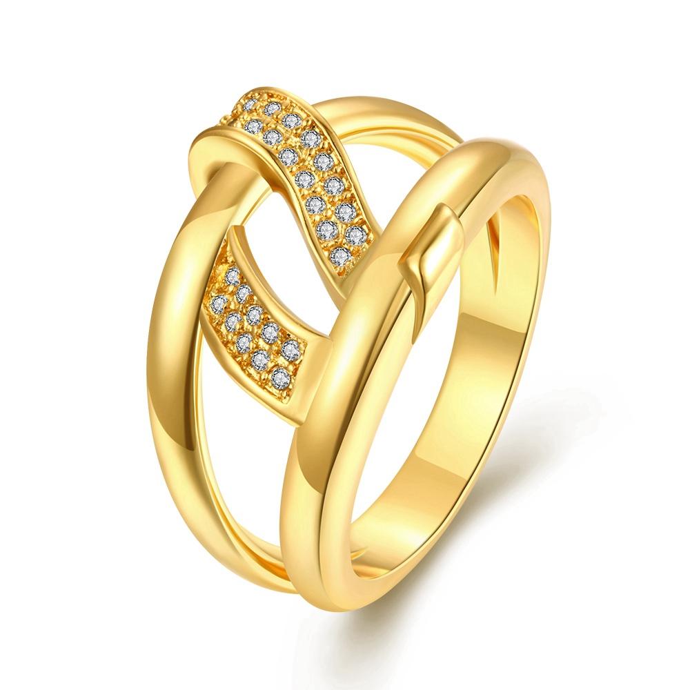 18K Gold Plated Daniella Double Intertwined Ring made with  Crystals | Silver Milo