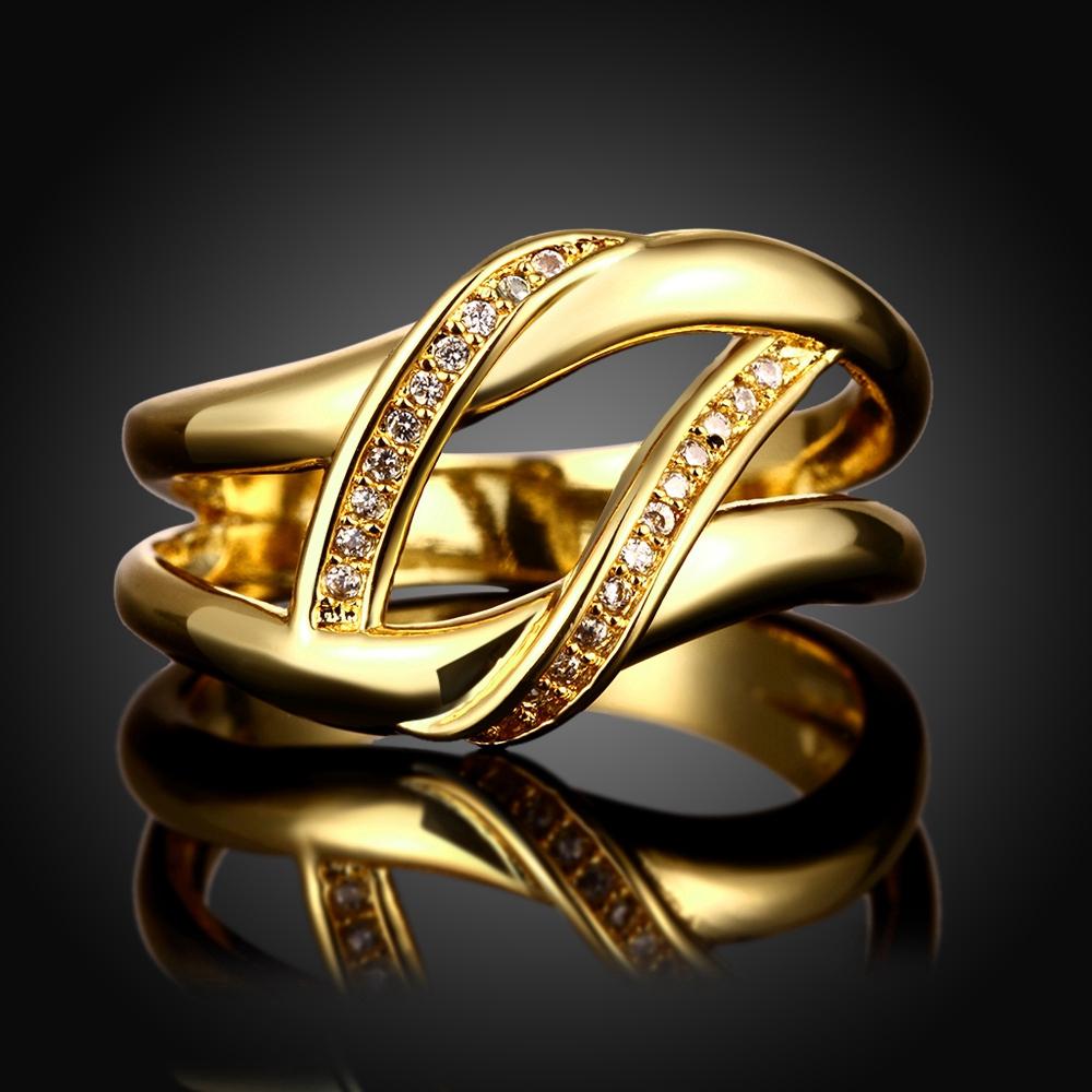 18K Gold-Plated Daniella Double Intertwined Ring made with  Crystals