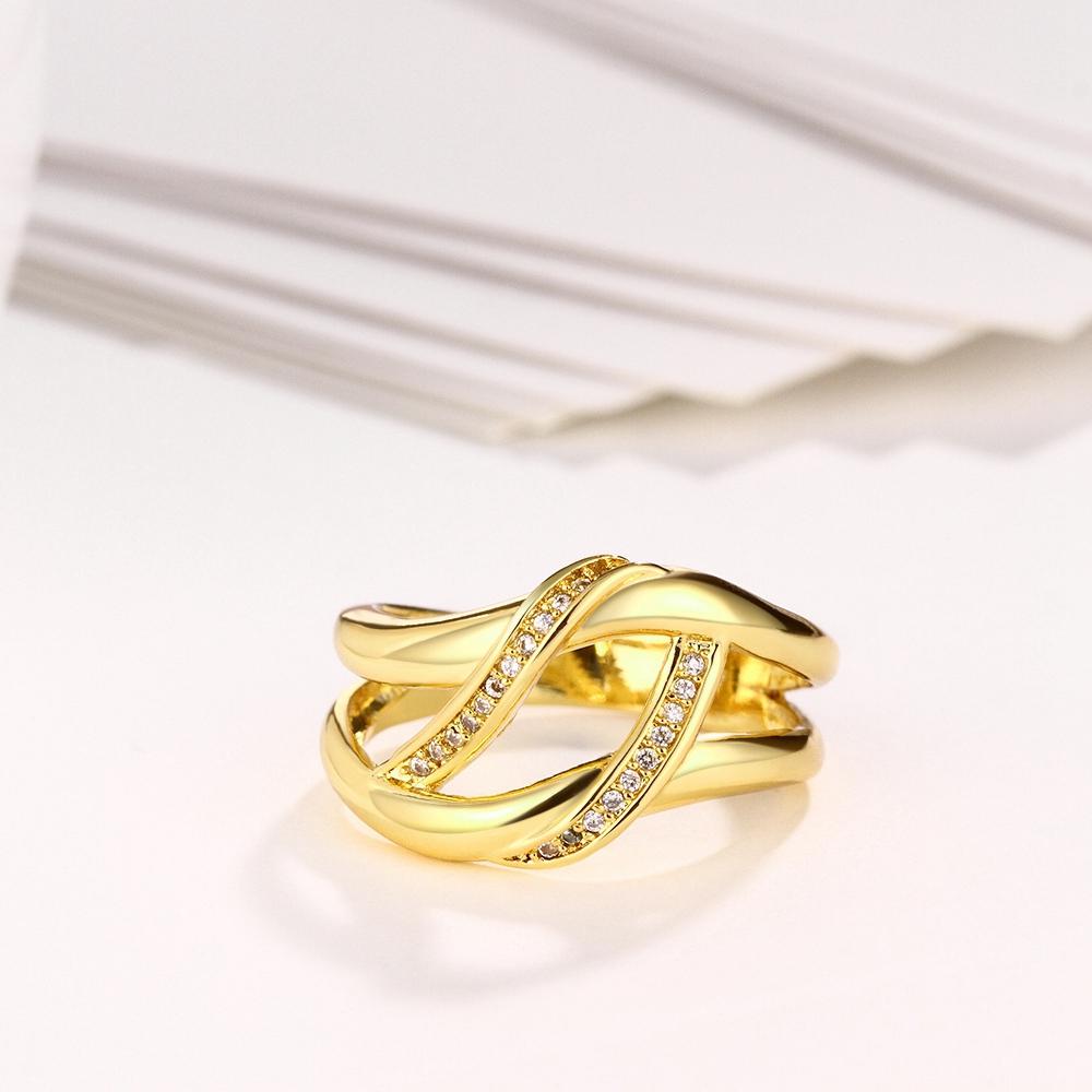 18K Gold-Plated Daniella Double Intertwined Ring made with  Crystals