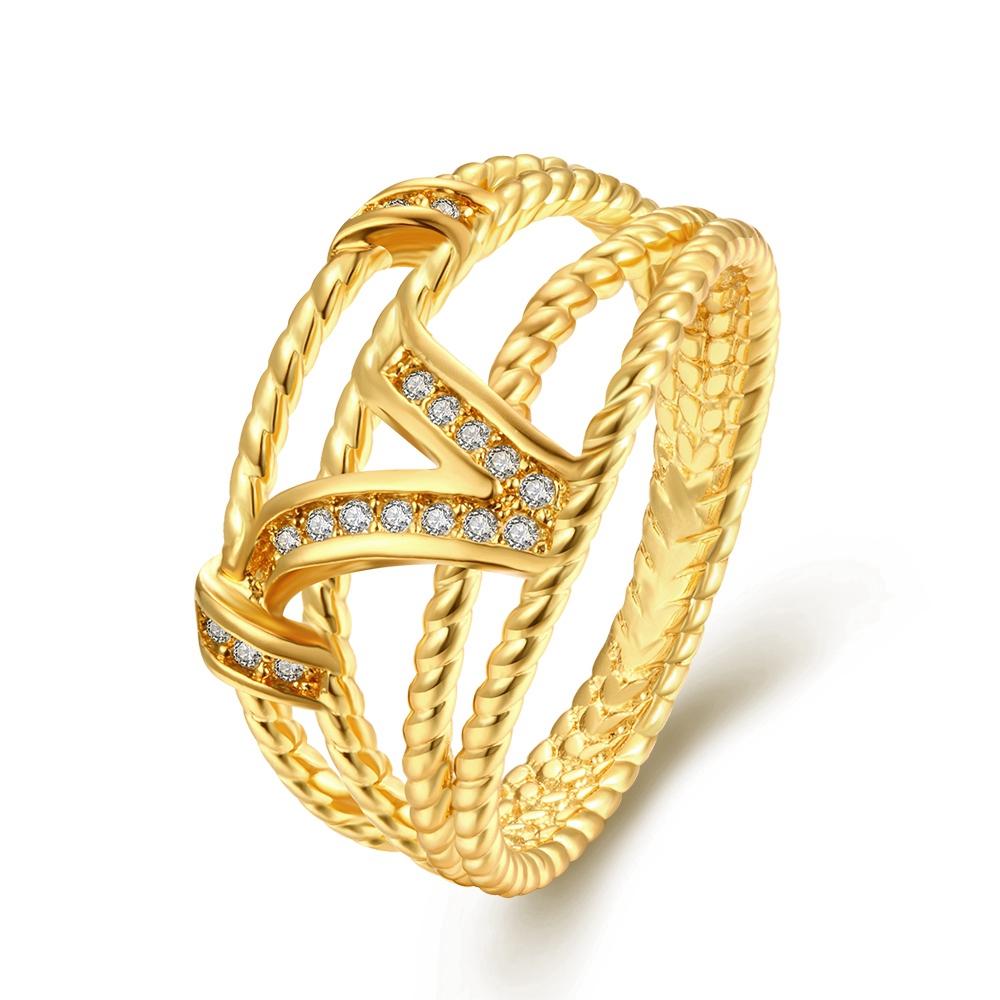 18K Gold Plated Grace 'V' Pave Ring made with  Crystals | Silver Milo