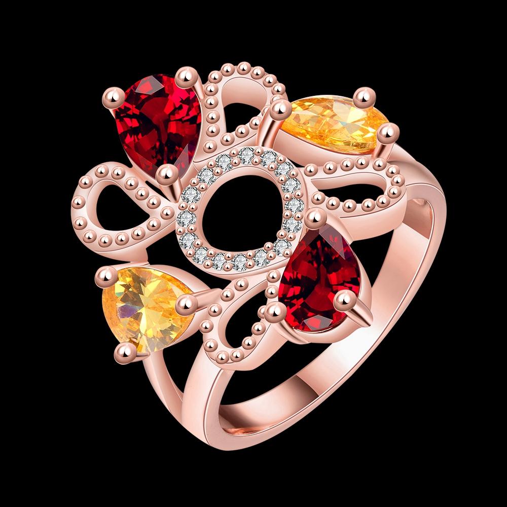 18K Rose Gold Plated Lena Flower Ring made with  Crystals