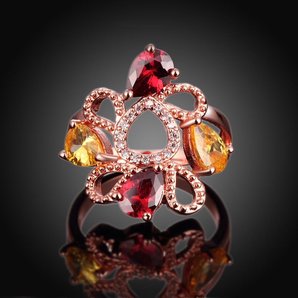 18K Rose Gold Plated Lena Flower Ring made with  Crystals