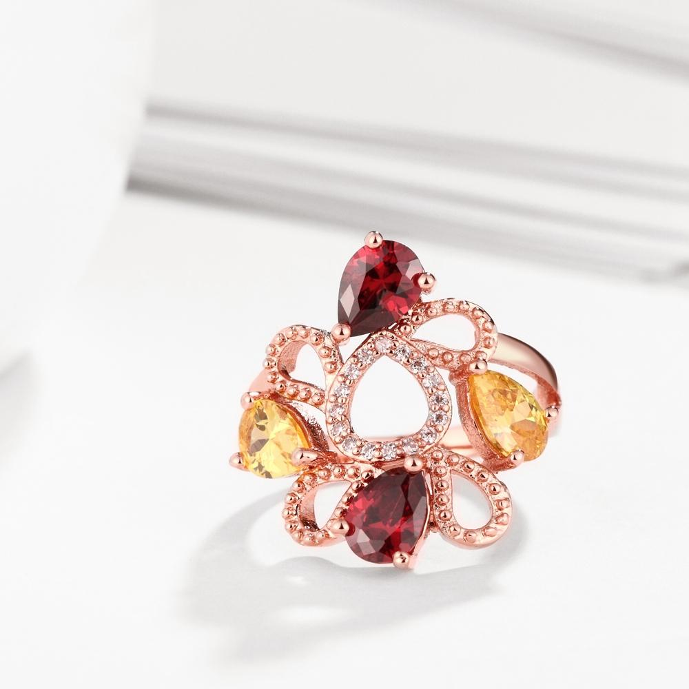 18K Rose Gold Plated Lena Flower Ring made with  Crystals