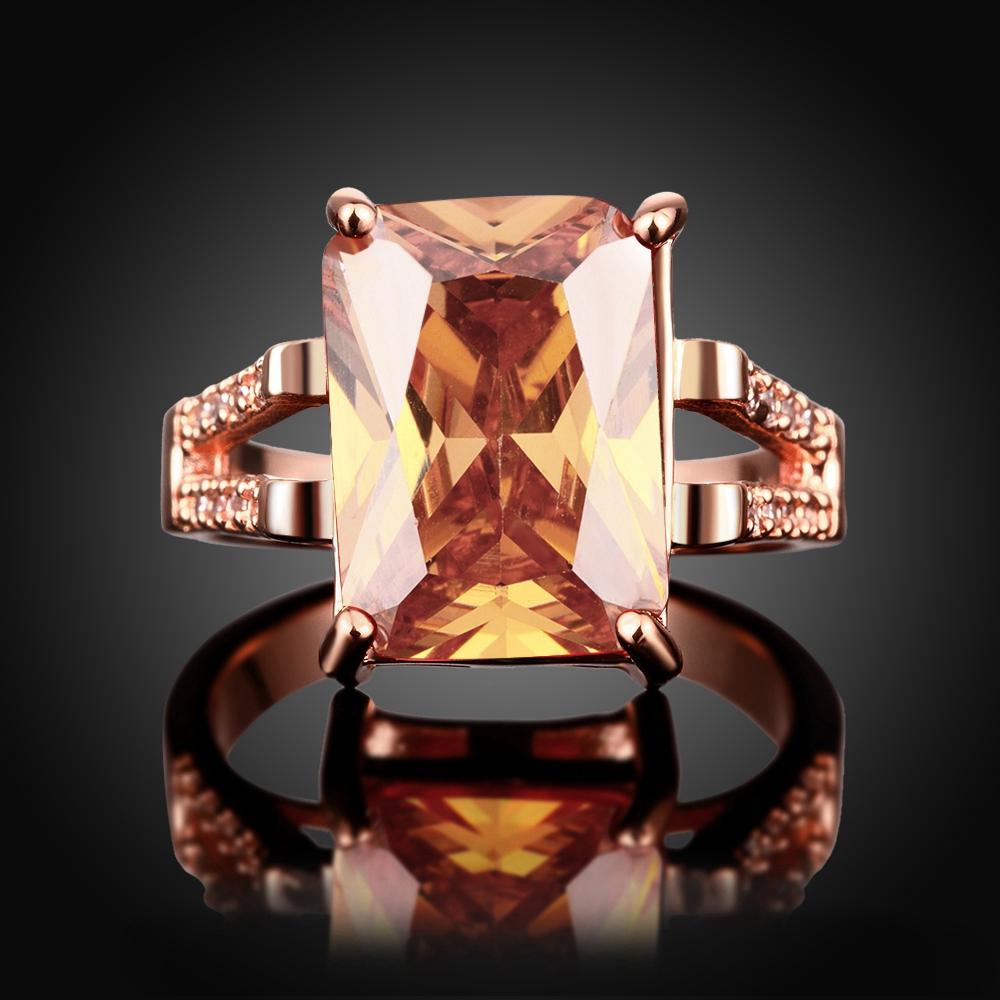 18K Rose Gold Plated Maryse Morganite Ring made with  Crystals