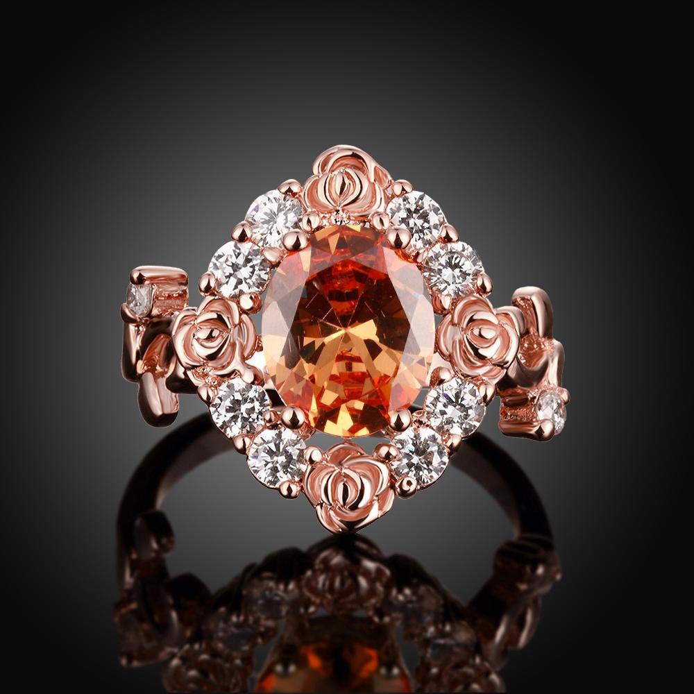 18K Rose Gold Plated Calla  Ring made with  Crystals