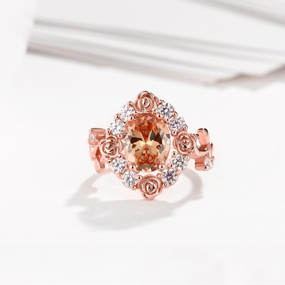 18K Rose Gold Plated Calla  Ring made with  Crystals