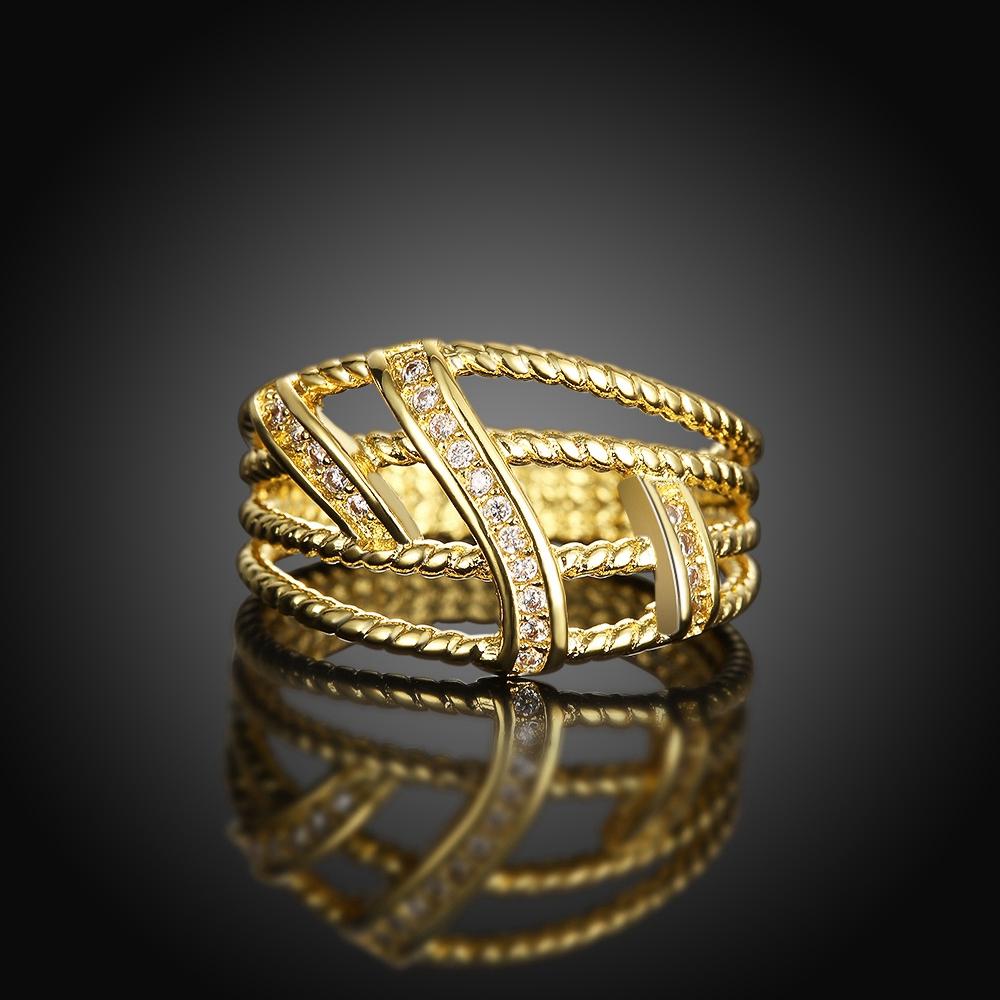 18K Gold Plated Erin Twist Ring made with  Crystals