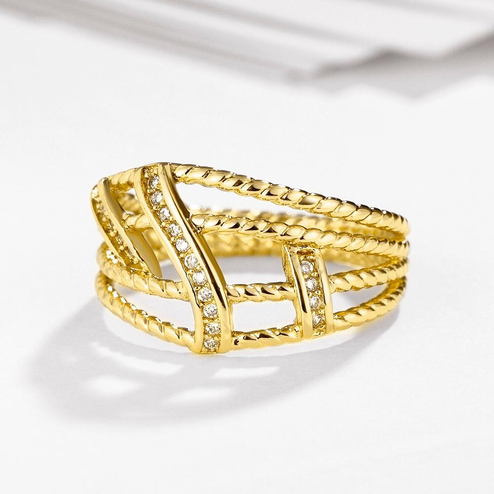 18K Gold Plated Erin Twist Ring made with  Crystals