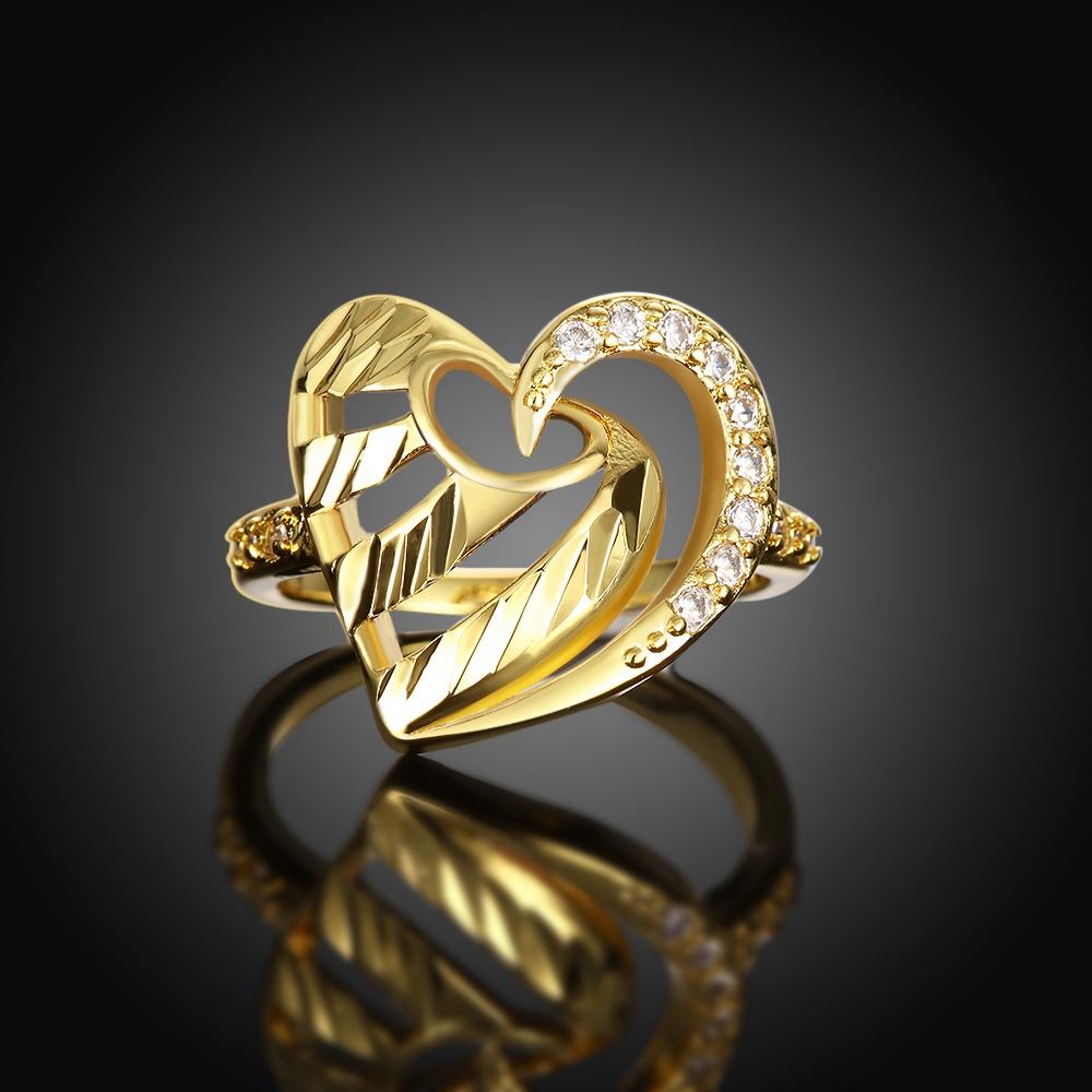 18K Gold Plated Maura Abstract Heart Ring made with  Crystals