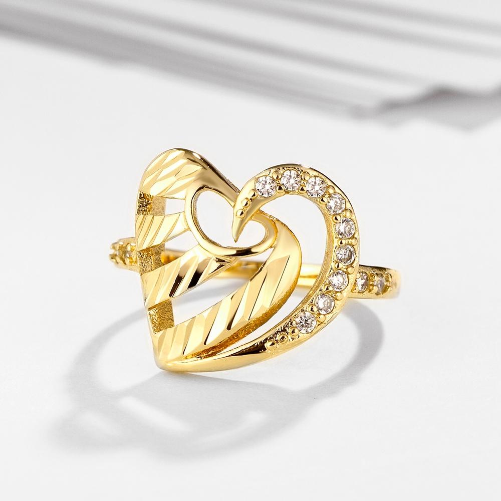 18K Gold Plated Maura Abstract Heart Ring made with  Crystals