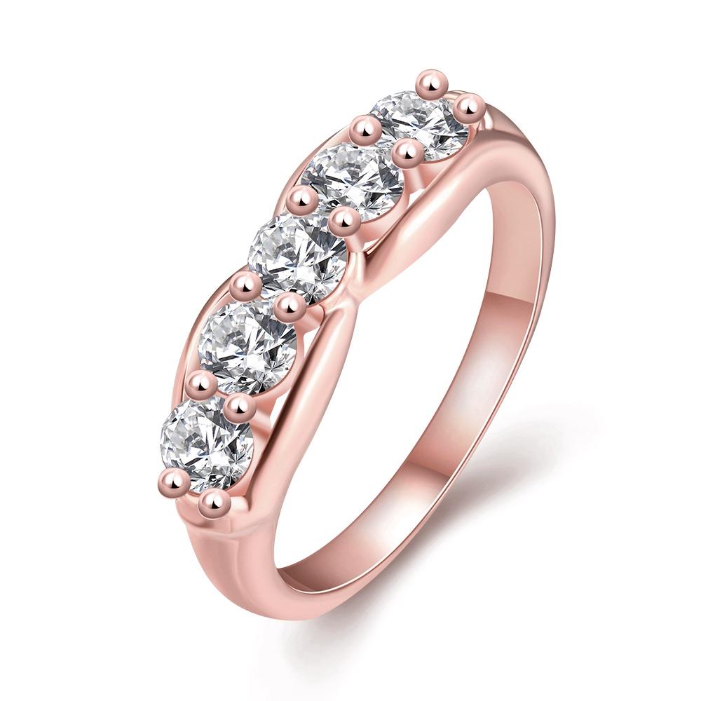 18K Rose Gold Plated Single Row Pave Ring made with  Crystals | Silver Milo