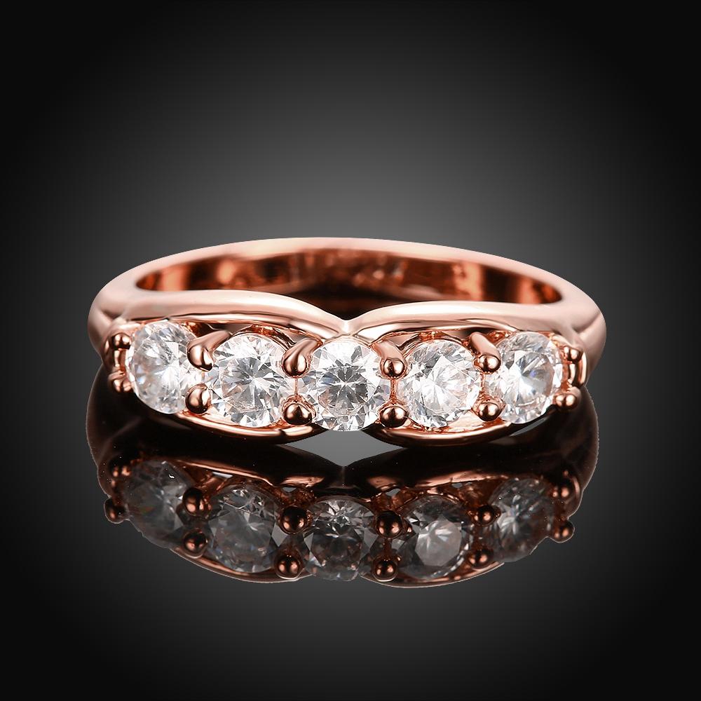 18K Rose Gold Plated Single Row Pave Ring made with  Crystals