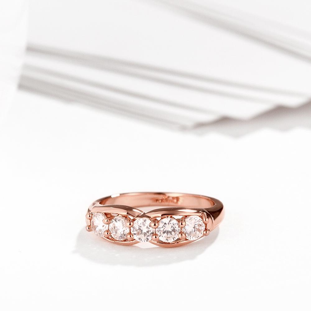 18K Rose Gold Plated Single Row Pave Ring made with  Crystals