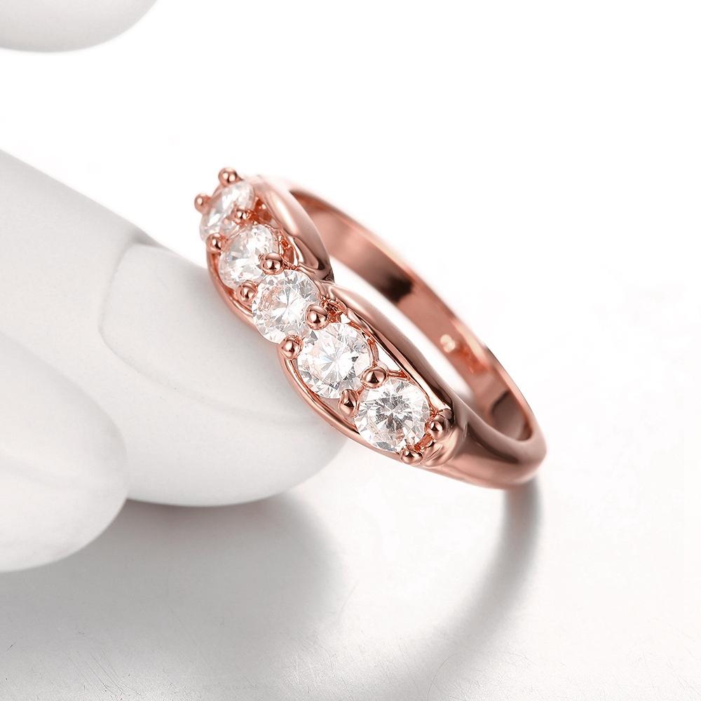 18K Rose Gold Plated Single Row Pave Ring made with  Crystals