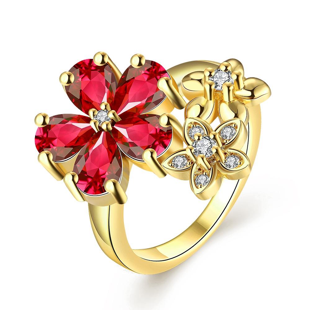 18K Gold Plated Rae Botanical Ring made with  Crystals