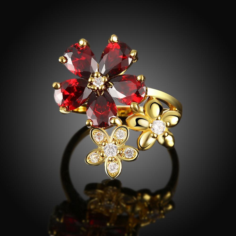 18K Gold Plated Rae Botanical Ring made with  Crystals