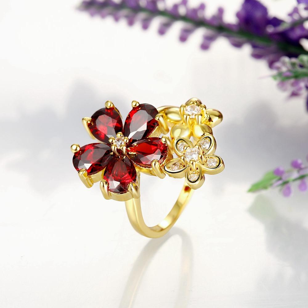 18K Gold Plated Rae Botanical Ring made with  Crystals