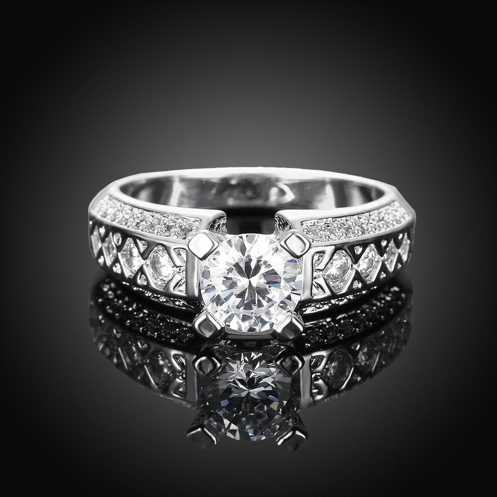 18K White Gold Plated Dolores Pave Crystal Centra Ring made with