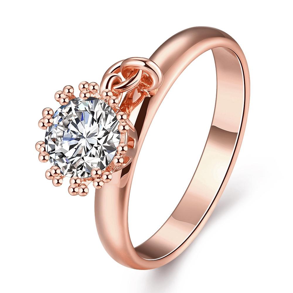 18K Rose Gold Plated Eleanora Dangle Charm Ring made with  Crystals | Silver Milo