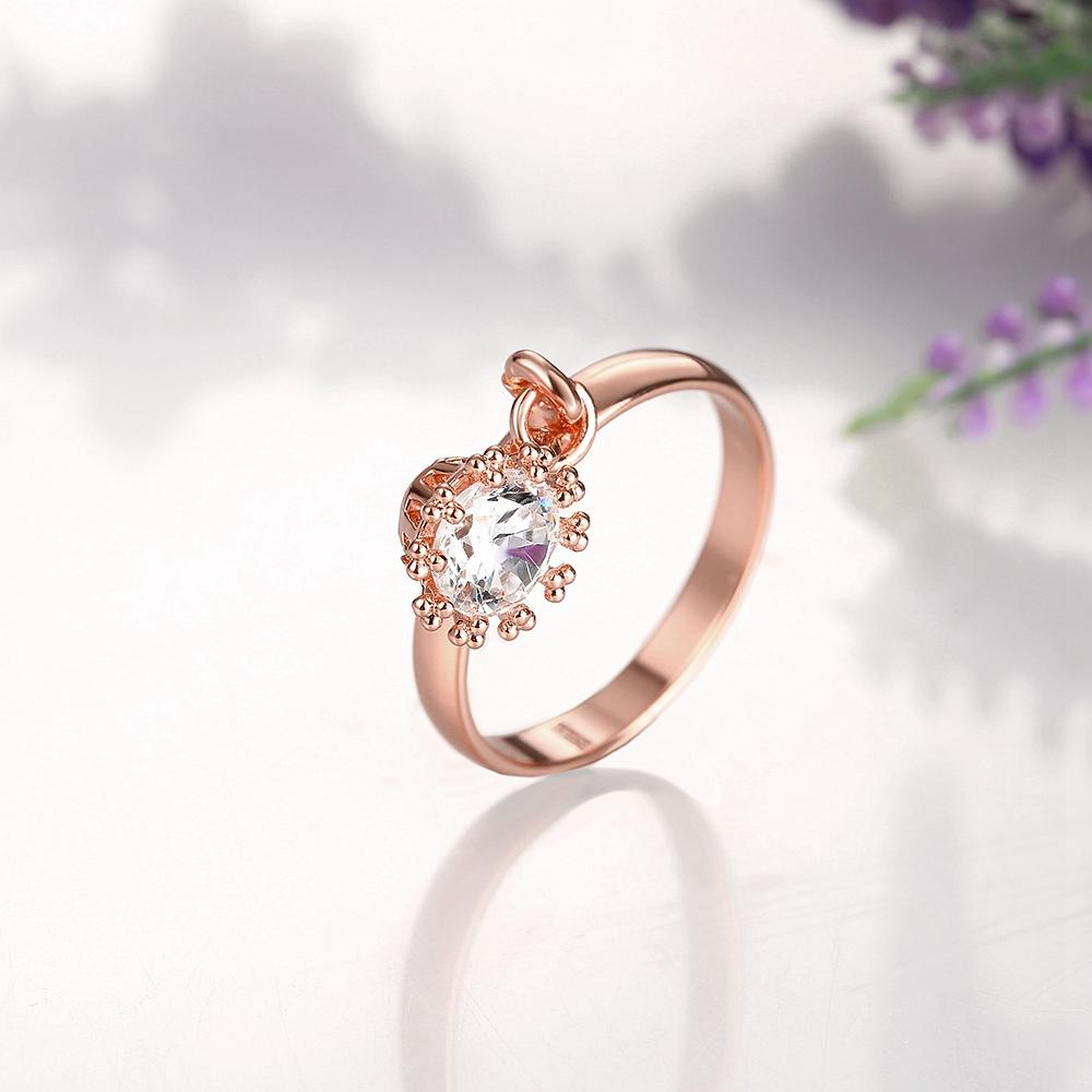 18K Rose Gold Plated Eleanora Dangle Charm Ring made with  Crystals