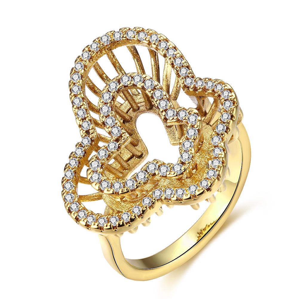 18K Gold Plated Liana Design Ring made with  Crystals | Silver Milo