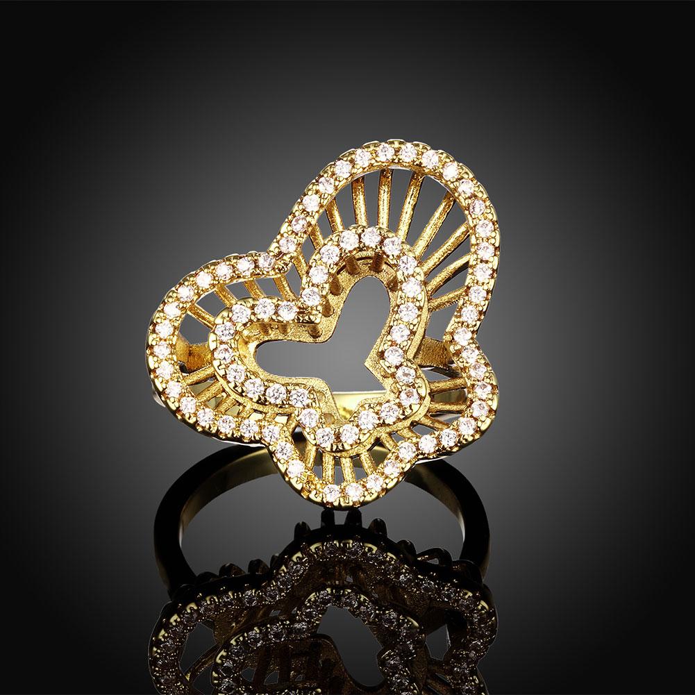 18K Gold Plated Liana Design Ring made with  Crystals