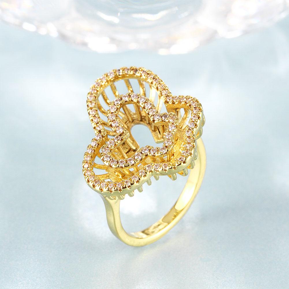 18K Gold Plated Liana Design Ring made with  Crystals