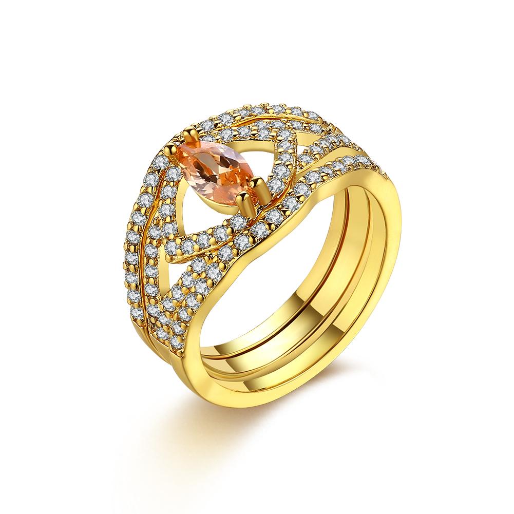 18K Gold Plated Licia Design Ring made with  Crystals | Silver Milo